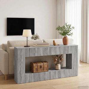 VidaXL Konzolasztal Csíkos Szürke Sonoma 155 x 29 x 74 cm Mérnöki fa