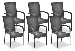 Fekete műanyag kerti szék szett 6 db-os Paris – Bonami Essentials
