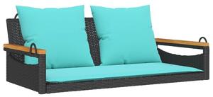 VidaXL fekete polyrattan hintapad párnákkal 109 x 62 x 40 cm