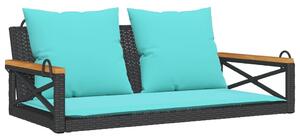 VidaXL fekete polyrattan hintapad párnákkal 109 x 62 x 40 cm