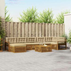 VidaXL Kültéri kanapé szett párnával 8 pcs Természetes és bézs