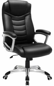 Ergonomikus irodai szék, állítható magasságú, műbőr, max. 150 kg, 53x54x115 cm, fekete