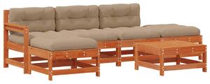 VidaXL Kerti lounge szett 6 pcs Viaszbarna Tömör Fenyőfa