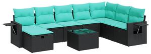 VidaXL 9 részes fekete polyrattan kerti ülőgarnitúra párnákkal