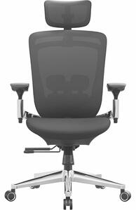 Ergonomikus, állítható irodai szék fejtámlával és deréktámasszal, 135°-os dönthetőség, max. 150 kg, 70x70x125 cm, fekete