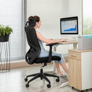 Ergonomikus irodai szék fejtámlával és deréktámasszal, állítható, hintamechanizmussal, max. 120 kg, 70x70x133 cm, fekete