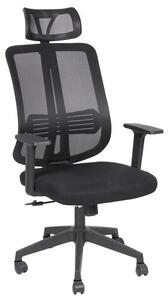 IRISOffice Felix fekete, ergonómikus, szövet-hálós irodai forgószék fejtámasszal