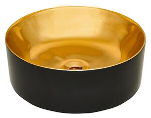 Invena Kos mosdótál 42x42 cm kerek mosdótálak fekete-arany CE-38-027