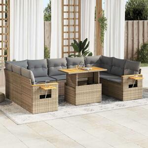 VidaXL Polyrattan Kerti Ülőgarnitúra - 10 részes - Bézs