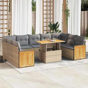 VidaXL Polyrattan Kerti Ülőgarnitúra - 10 részes - Bézs