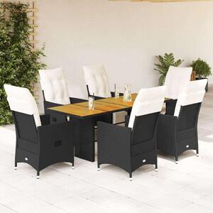VidaXL Polyrattan Kerti Étkezőgarnitúra - 7 részes - Fekete