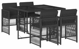 VidaXL 5 részes fekete polyrattan kerti étkezőgarnitúra párnákkal