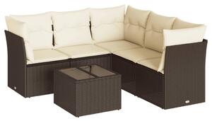 VidaXL 6 részes barna polyrattan kerti ülőgarnitúra párnával