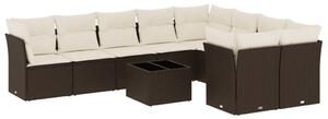 VidaXL 10 részes barna polyrattan kerti ülőgarnitúra párnákkal