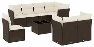VidaXL 9-részes barna polyrattan kerti ülőgarnitúra párnákkal