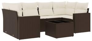 VidaXL 7 részes barna polyrattan kerti ülőgarnitúra párnákkal