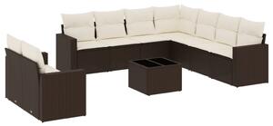 VidaXL 10 részes barna polyrattan kerti ülőgarnitúra párnákkal
