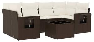 VidaXL 7 részes barna polyrattan kerti ülőgarnitúra párnákkal