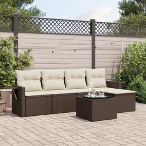 VidaXL 6 részes barna polyrattan kerti ülőgarnitúra párnával