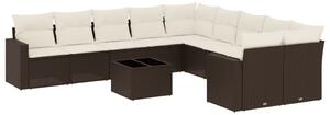 VidaXL 11 részes barna polyrattan kerti ülőgarnitúra párnákkal