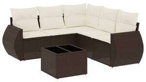 VidaXL 6 részes barna polyrattan kerti ülőgarnitúra párnával