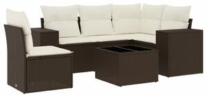 VidaXL 6 részes barna polyrattan kerti ülőgarnitúra párnával
