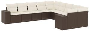 VidaXL 10 részes barna polyrattan kerti ülőgarnitúra párnákkal