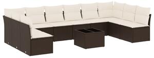 VidaXL 11 részes barna polyrattan kerti ülőgarnitúra párnákkal