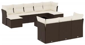 VidaXL 11 részes barna polyrattan kerti ülőgarnitúra párnákkal