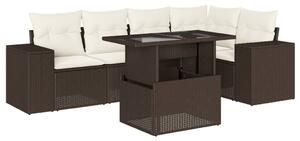 VidaXL 6 részes barna polyrattan kerti ülőgarnitúra párnával