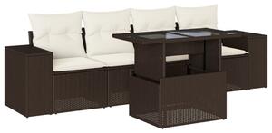 VidaXL 5 részes barna polyrattan kerti ülőgarnitúra párnával