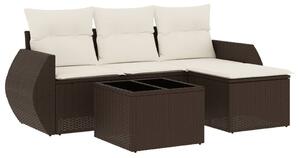 VidaXL 5 részes barna polyrattan kerti ülőgarnitúra párnával
