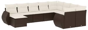 VidaXL 10 részes barna polyrattan kerti ülőgarnitúra párnákkal