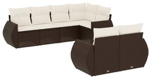 VidaXL 7 részes barna polyrattan kerti ülőgarnitúra párnákkal