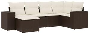 VidaXL 6 részes barna polyrattan kerti ülőgarnitúra párnával