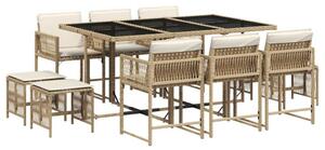VidaXL Polyrattan Kerti Étkezőgarnitúra - 11 részes - Bézs