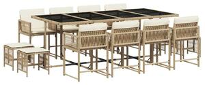 VidaXL Polyrattan Kerti Étkezőgarnitúra - 13 részes - Bézs