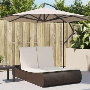VidaXL Dupla Napozóágy - Barna Polyrattan - 200cm