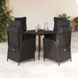 VidaXL Polyrattan Kerti Étkezőgarnitúra - 5 részes - Fekete