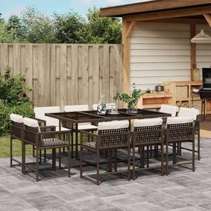 VidaXL 11 részes barna polyrattan kerti ülőgarnitúra párnákkal