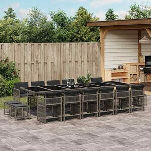VidaXL Polyrattan Kerti Étkezőgarnitúra - 17 részes - Szürke