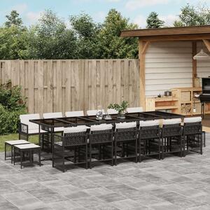 VidaXL Polyrattan Kerti Étkezőgarnitúra - 17 részes - Fekete