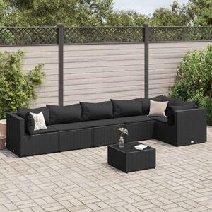 VidaXL Polyrattan Kerti Ülőgarnitúra - 7 részes - Fekete