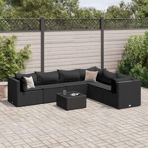 VidaXL Polyrattan Kerti Ülőgarnitúra - 7 részes - Fekete