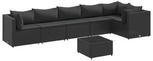 VidaXL Polyrattan Kerti Ülőgarnitúra - 7 részes - Fekete