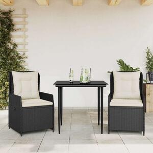 VidaXL Polyrattan Kerti Étkezőgarnitúra - 3 részes, Fekete