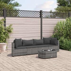 VidaXL Polyrattan Kerti Ülőgarnitúra - 5 részes, Szürke