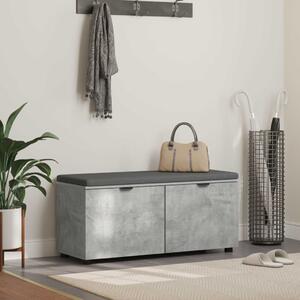 Előtér pad Beton Szürke 100 x 38 x 46 cm Műanyag Fa és Szövet