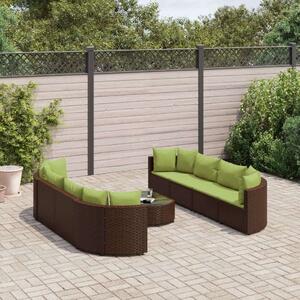 VidaXL 9 részes barna polyrattan kerti ülőgarnitúra párnákkal