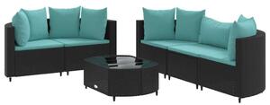 VidaXL Polyrattan Kerti Ülőgarnitúra - 6 részes, Fekete